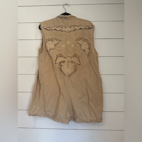 Intimately Free People Oversized Romper Embroidered The Jomo Festival Linen Sz S - Picture 8 of 14